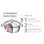 Olla Allegra de acero inoxidable con fondo triple y tapa de vidrio de 20 cm y 4